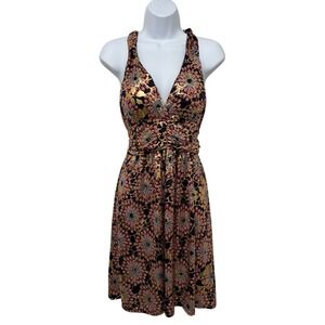 Y2K Whimsical Babydoll Metallic Patterned Dress Eclectic Boho Festival Artsy